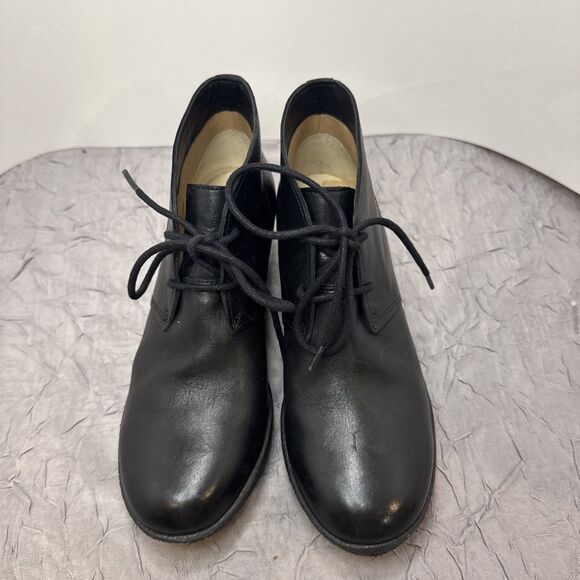 Clarks Women’s Athie Terra Black Lace Up Wedge Heel Platform Boots Size 8.5 - Picture 5 of 10